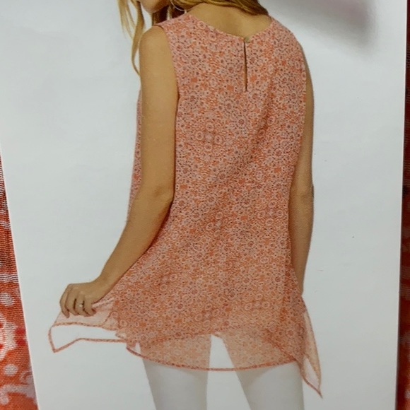 NWOT Fever lightweight Orange Print Tank Blouse - Picture 5 of 8